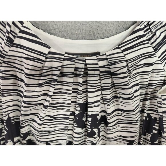 BCBGMaxAzria Black White Floral Cap Sleeve Shift Dress Garden Party Chic Small - Picture 4 of 11